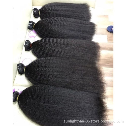 Sunlight 12a grade virgin human hair kinky curly kinky straight frontal lace closure hair blend bundles